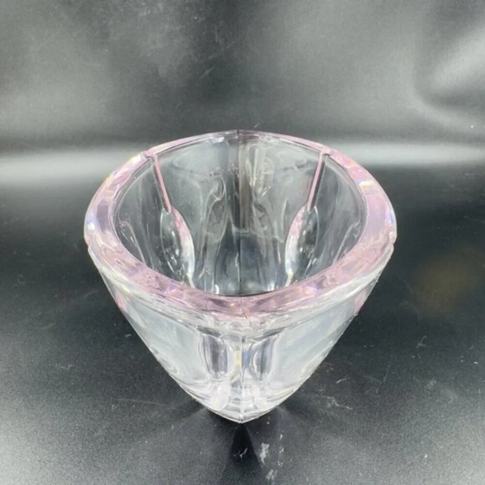 Lenox Cut Crystal Pink Tint Gift Of Knowledge Oval Dish Bowl Vintage Signed‎ VTG